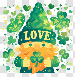 Saint Patricks Day - Gnome With Shamrocks And Love Transparent PNG
