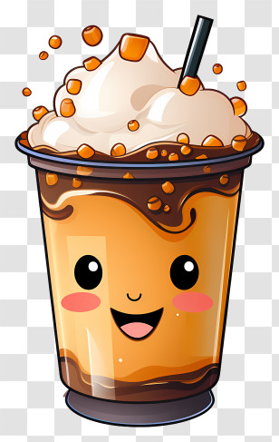 Hot Chocolate - Happy Cartoon-Style Coffee Cup Transparent PNG