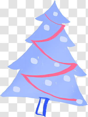 Christmas Tree - Blue Christmas Tree With Red Garland Transparent PNG