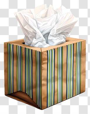 Hand Drawn Tissue Box - Striped Tissue Box With Paper Transparent PNG