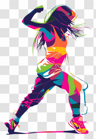 Zumba - Colorful Dancing Woman Illustration Transparent PNG