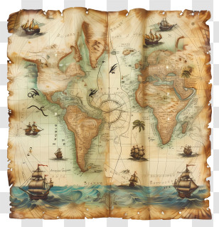 Treasure Map - Vintage World Map Transparent PNG