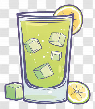 Lemon Tea - Lemon Drink With Ice Cubes Transparent PNG