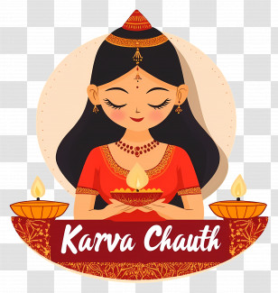 Karva Chauth - Karva Chauth Woman With Lamp Transparent PNG