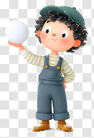 Boy Holding Snowball - Boy With Snowball In Winter Outfit Transparent PNG