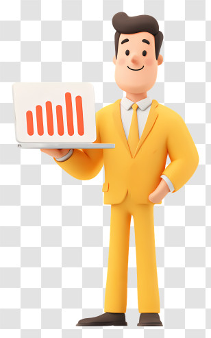 Businessman Showing Chart - Man Presenting Data On Laptop Transparent PNG