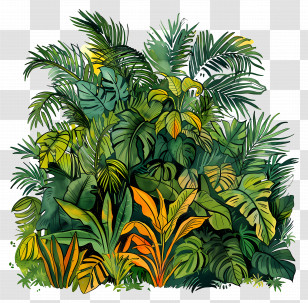 Jungle Rainforest - Dense Jungle Tropical Plants Illustration Transparent PNG