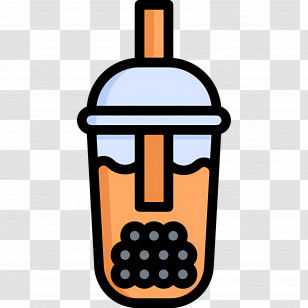 Bubble Tea - Bubble Tea Drink Icon With Pearls And Straw Transparent PNG