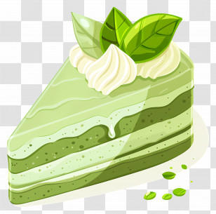 Matcha Cake - Delicious Matcha Layered Cake Slice Transparent PNG