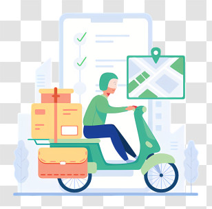 Motorcycle Delivery - Courier On Delivery Scooter Transparent PNG