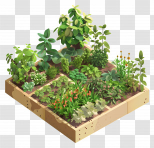 Herb Garden - Lush Vegetable Garden Illustration Transparent PNG