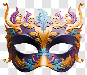 Multicolored Paints Masquerade Mask - Intricately Designed Decorative Mask Transparent PNG