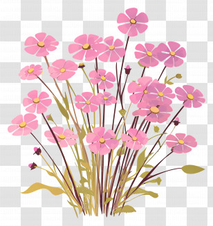 Pink Wildflower Bouquet - Pink Flowers Illustration Transparent PNG