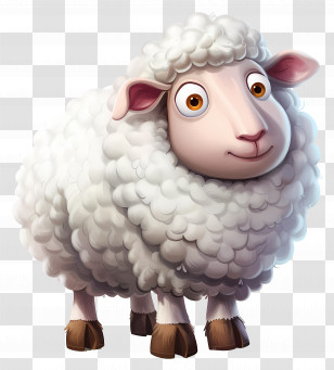 Animated Sheep - Adorable Cartoon Fluffy Sheep Drawing Transparent PNG