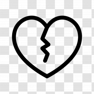 Heart Outline - Black Outline Broken Heart Symbol Transparent PNG