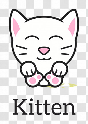 Kitten Logo - White Kitten Cartoon Logo Transparent PNG