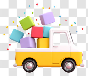 Delivery Truck - Cute Toy Truck With Blocks Transparent PNG