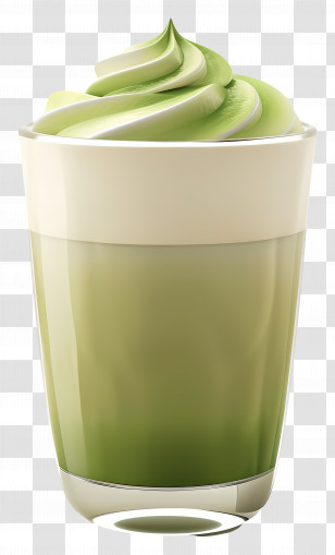 Matcha Latte - Green Matcha Latte Beverage In A Glass Transparent PNG