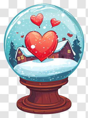 Valentine Snowglobe - Heart Snow Globe For Winter Romance Transparent PNG
