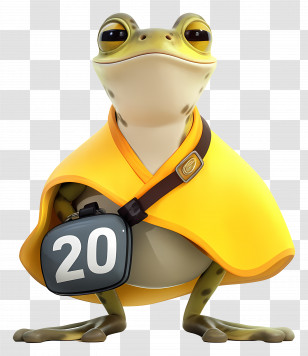Cartoon Frog - Frog With Yellow Cape And Number 20 Transparent PNG