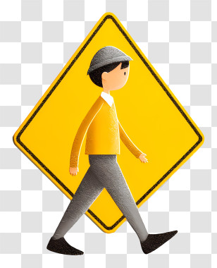 Pedestrian Crossing Sign - Walking Man Traffic Sign Transparent PNG