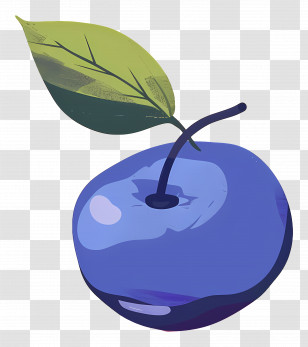 Blueberries - Blue Plum With Stem And Leaf Illustration Transparent PNG