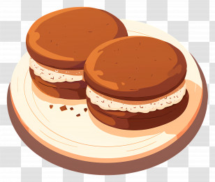 Chocolate Whoopie Pies - Chocolate Sandwich Biscuits On Plate Transparent PNG