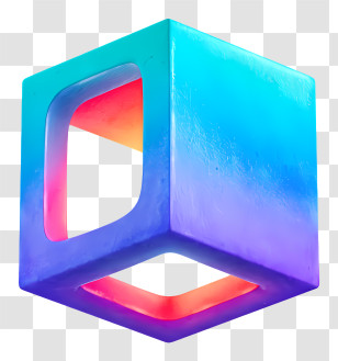Package Box Icon - Iridescent Hollow Cube Icon Transparent PNG