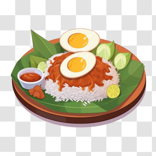 Malay Cuisine - Rice Dish With Eggs And Sauce Transparent PNG