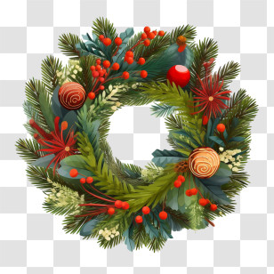 Christmas Wreath
 - Festive Christmas Wreath With Pine And Berries Transparent PNG