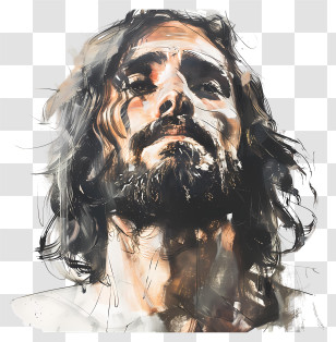Jesus - Abstract Face In Black Ink Transparent PNG