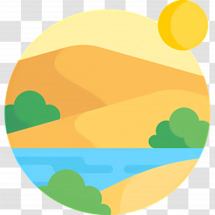 Desert Oasis - Desert Landscape With Sun Illustration Transparent PNG