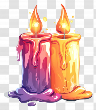 Halloween Candles - Colorful Lit Candles With Flames Transparent PNG