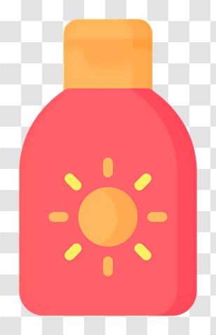 Sunscreen - Red Sunscreen Bottle With Sun Icon Transparent PNG