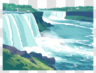 Niagara Falls - Beautiful Waterfall Landscape Illustration Transparent PNG