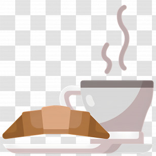 Coffee Breakfast - Coffee And Croissant On Plate Transparent PNG