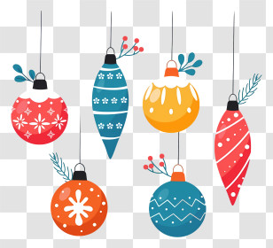 Christmas Ornaments - Colorful Hanging Christmas Ornaments For Decoration Transparent PNG