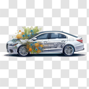Car - Artistic Car With Floral Design Transparent PNG