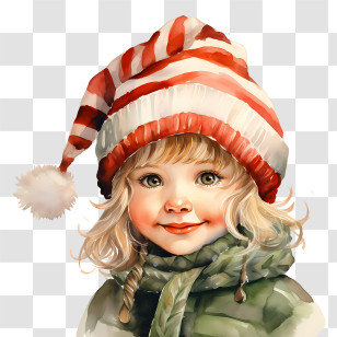 Winter Hat - Cute Child In A Festive Winter Hat Illustration Transparent PNG