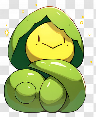 Budew - Cute Doodle Creature In Green Hood Transparent PNG