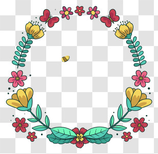 Floral Wreath - Floral Wreath With Butterflies Transparent PNG