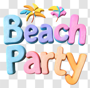 Beach Party - Beach Party Text Design Transparent PNG