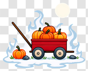 Pumpkin Wagon - Red Wagon Full Of Pumpkins Transparent PNG