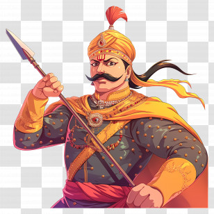 Maharana Pratap - Historical Warrior With Spear Transparent PNG