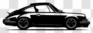 Porsche Silhouette - Black Silhouette Of A Vintage Car Transparent PNG