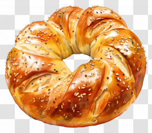 Panera Bread - Golden Bread Ring With Sesame Seeds Transparent PNG