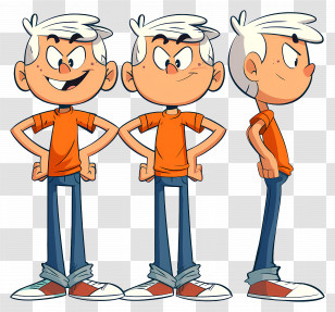 Lincoln Loud - Cartoon Boy In An Orange Shirt Illustration Transparent PNG