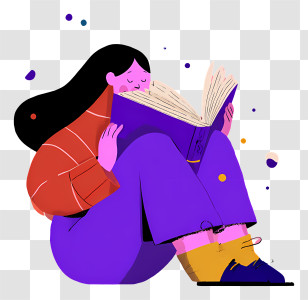 Reading - Curled Purple Reader Lost In Book Transparent PNG