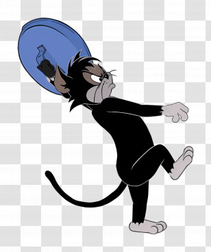 Butch Cat - Black Cartoon Cat Holding A Lid Transparent PNG