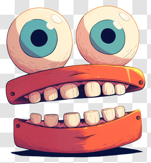 Wacky Mouth - Funny Cartoon Eyes And Teeth Transparent PNG